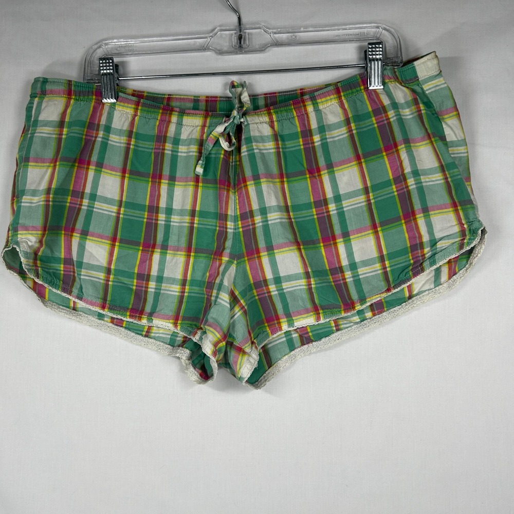 Y2K Kidcore Old Navy Intimates Green Plaid Lounge Shorts L